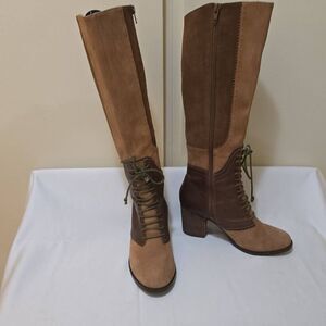 Faryl Robin for Free People Brn/Tan Suede Patchwork Granny Boot, EUC, Sz. 7